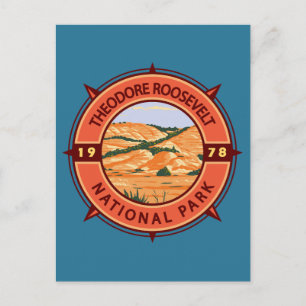 Theodore Roosevelt National Park Retro Compass Briefkaart
