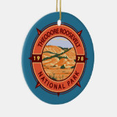 Theodore Roosevelt National Park Retro Compass Keramisch Ornament (Rechts)