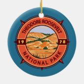 Theodore Roosevelt National Park Retro Compass Keramisch Ornament (Achterkant)