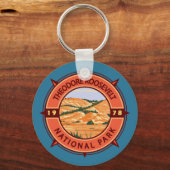 Theodore Roosevelt National Park Retro Compass Sleutelhanger (Voorkant)