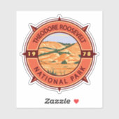 Theodore Roosevelt National Park Retro Compass Sticker (Vel)