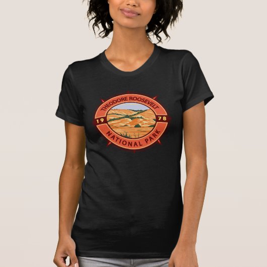 Theodore Roosevelt National Park Retro Compass T-shirt (Voorkant)