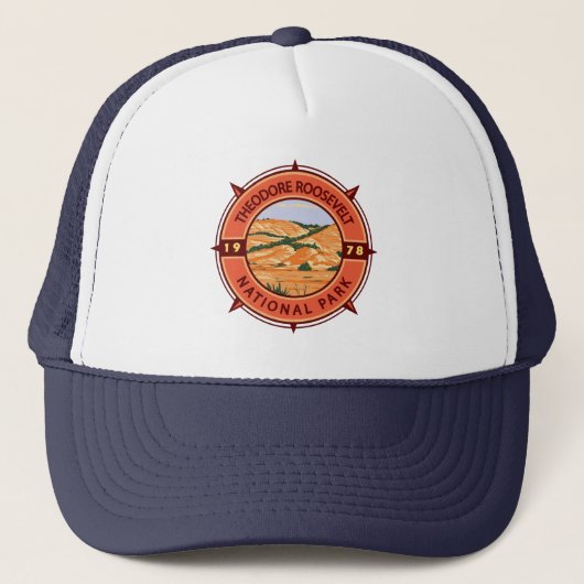 Theodore Roosevelt National Park Retro Compass Trucker Pet (Voorkant)