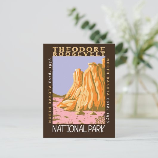 Theodore Roosevelt National Park Retro Distress Briefkaart (Staand voorkant)