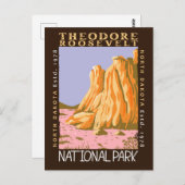 Theodore Roosevelt National Park Retro Distress Briefkaart (Voorkant / Achterkant)