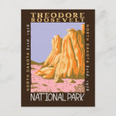Theodore Roosevelt National Park Retro Distress Briefkaart (Voorkant)
