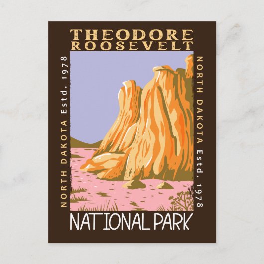 Theodore Roosevelt National Park Retro Distress Briefkaart (Voorkant)