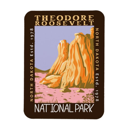 Theodore Roosevelt National Park Retro Distress Magneet (Verticaal)