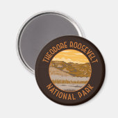 Theodore Roosevelt National Park Retro Distress Magneet (Voorkant / Achterkant)