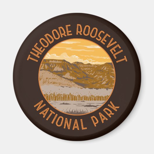 Theodore Roosevelt National Park Retro Distress Magneet (Voorkant)