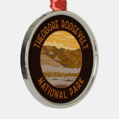 Theodore Roosevelt National Park Retro Distress Metalen Ornament (Rechts)