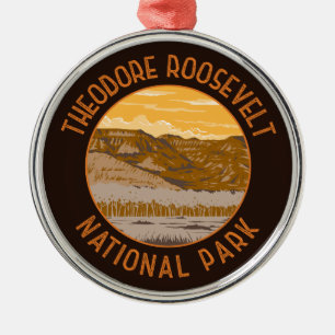 Theodore Roosevelt National Park Retro Distress Metalen Ornament