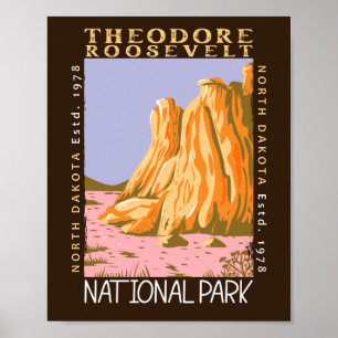 Theodore Roosevelt National Park Retro Distress Poster