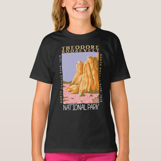 Theodore Roosevelt National Park Retro Distress T-shirt (Voorkant)
