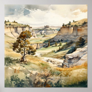Theodore Roosevelt National Park Waterverf Poster
