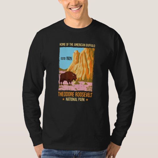 Theodore Roosevelt North Dakota US National Park V T-shirt (Voorkant)