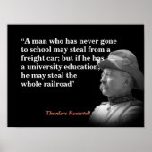 Theodore Roosevelt over onderwijs en spoorwegen Poster (Voorkant)
