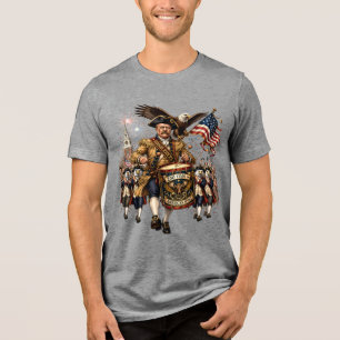 Theodore Roosevelt revolutionaire trommelaar 4 jul Tri-Blend Shirt