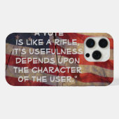 Theodore Roosevelt Stemcitaat VS Vlag iPhone Hoesje (Achterkant horizontaal)