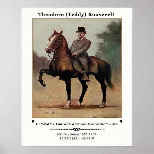 Theodore (Teddy) Roosevelt op Horseback Poster (Voorkant)