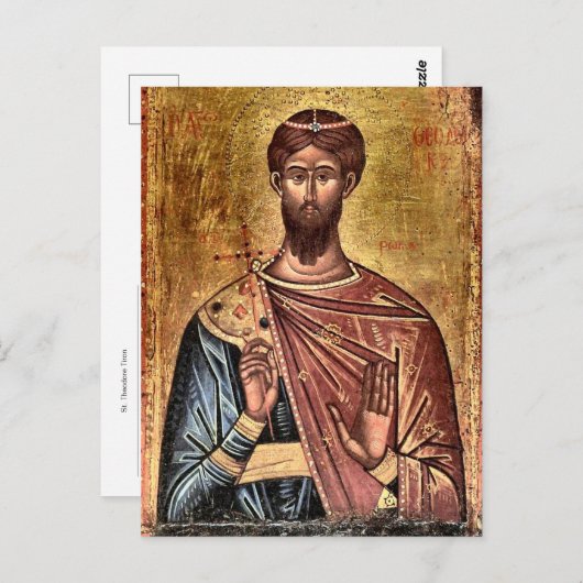 Theodore Tiron, martelaar, orthodox icoon Briefkaart (Voorkant / Achterkant)