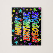 "THEODORE" Voornaam, Fun "HAPPY BIRTHDAY" Legpuzzel (Verticaal)
