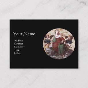 THEOLOGIE-monogram, zwart parelpapier Visitekaartje