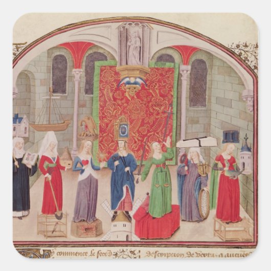 Theologische en Kardinale Virtualisatie Vierkante Sticker (Voorkant)