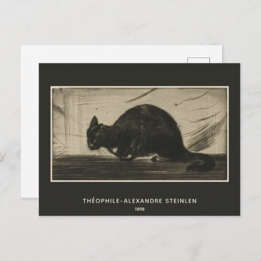 Théophile Steinlen, Black Cat Arching it back Briefkaart (Voorkant / Achterkant)