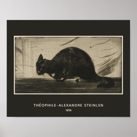 Théophile Steinlen, Black Cat Arching it back Poster (Voorkant)
