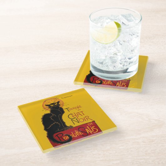 Theophile Steinlen - Le Chat Noir  Glazen Onderzetter (Schuin)