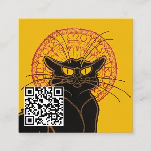 Theophile Steinlen - Le Chat Noir - QR-code Vierkante Visitekaartje (Voorkant)