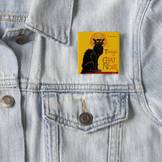 Theophile Steinlen - Le Chat Noir Vierkante Button 5,1 Cm (In situ)