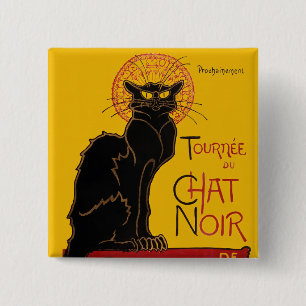 Theophile Steinlen - Le Chat Noir  Vierkante Button 5,1 Cm