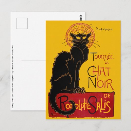 Theophile Steinlen - Le Chat Noir Vintage Briefkaart (Voorkant / Achterkant)