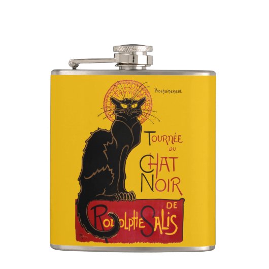 Theophile Steinlen - Le Chat Noir Vintage Heupfles (Voorkant)