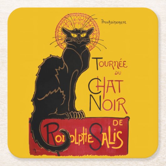 Theophile Steinlen - Le Chat Noir Vintage Kartonnen Onderzetters (Voorkant)