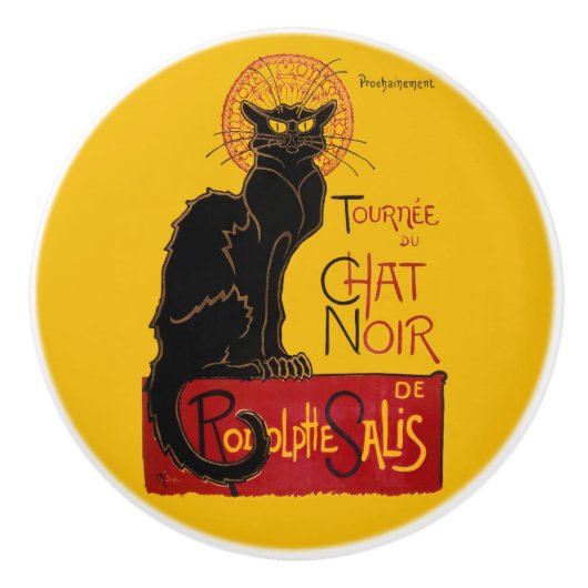 Theophile Steinlen - Le Chat Noir Vintage Keramische Knop (Voorkant)