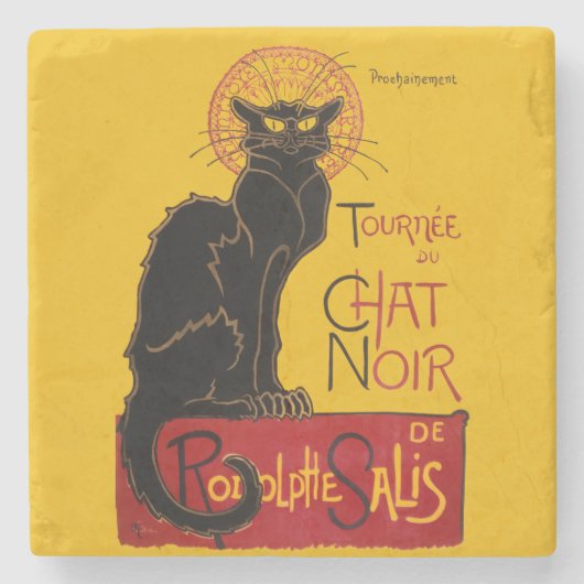 Theophile Steinlen - Le Chat Noir Vintage Stenen Onderzetter (Voorkant)