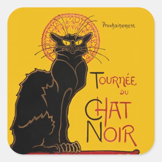 Theophile Steinlen - Le Chat Noir Vintage Vierkante Sticker (Voorkant)