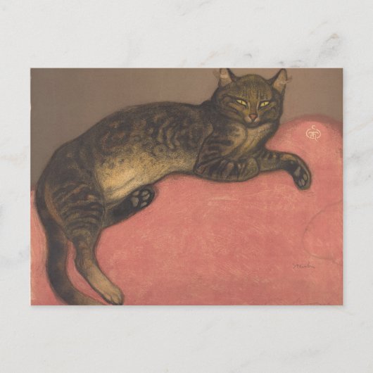 Théophile Steinlen | Winter: Kat op een kussen Briefkaart (Voorkant)