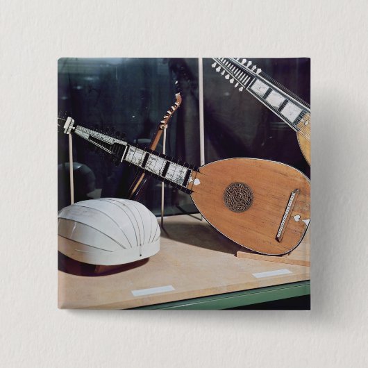Theorbo, 1637 vierkante button 5,1 cm (Voorkant)