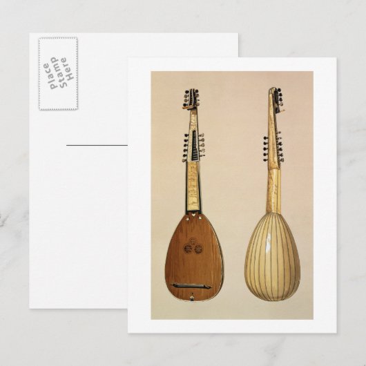 Theorbo, gemaakt door Giovanni Krebar, Padua, 1629 Briefkaart (Voorkant / Achterkant)