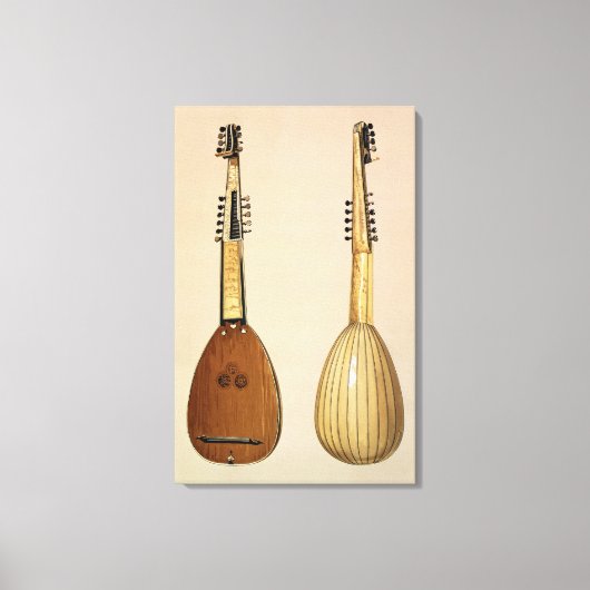 Theorbo, gemaakt door Giovanni Krebar, Padua, 1629 Canvas Afdruk (Voorkant)