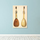 Theorbo, gemaakt door Giovanni Krebar, Padua, 1629 Canvas Afdruk (Insitu (Houten vloer))