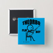 Theorbo Play Boy Vierkante Button 5,1 Cm (Voorkant /achterkant)