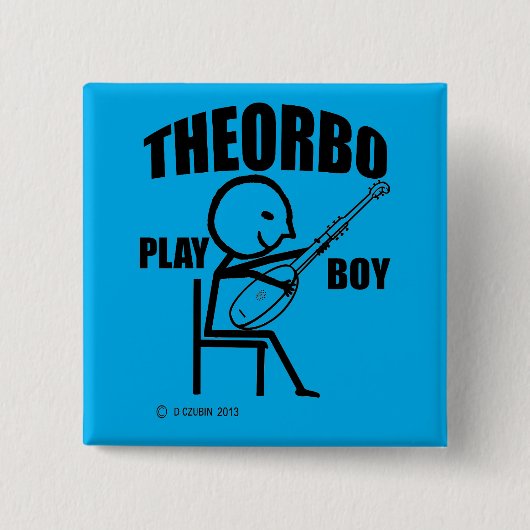 Theorbo Play Boy Vierkante Button 5,1 Cm (Voorkant)