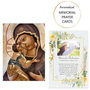 Theotokos Christ Child Foto Begrafenisgebed Kaart Plaatskaartje