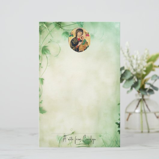 Theotokos Christus Kind en Orthodoxe Engelen Briefpapier (Staand voorkant)