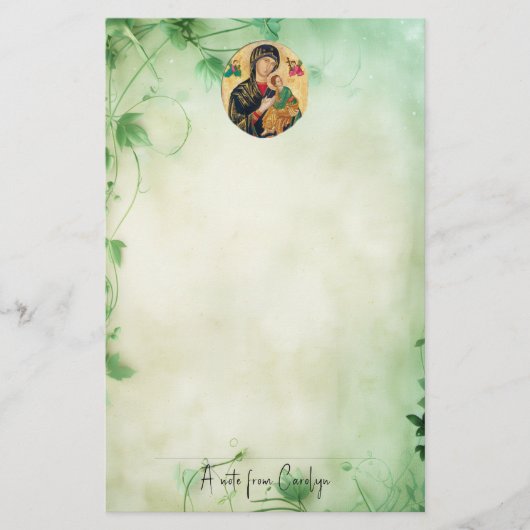 Theotokos Christus Kind en Orthodoxe Engelen Briefpapier (Voorkant)